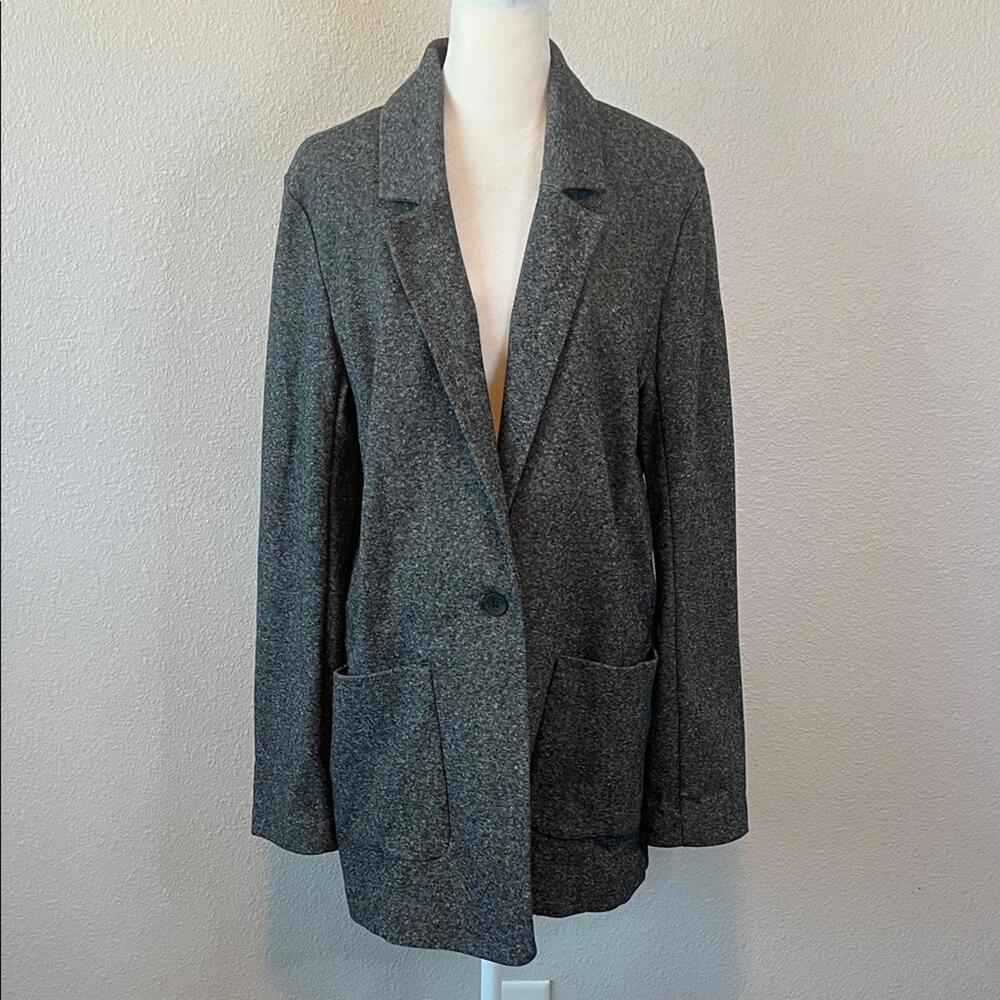 Eileen Fisher Cotton Blend Patch Pocket Blazer Charcoal Gray Size Medium NWT